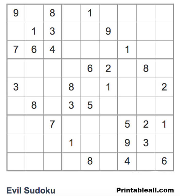 Printable Evil Sudoku 2