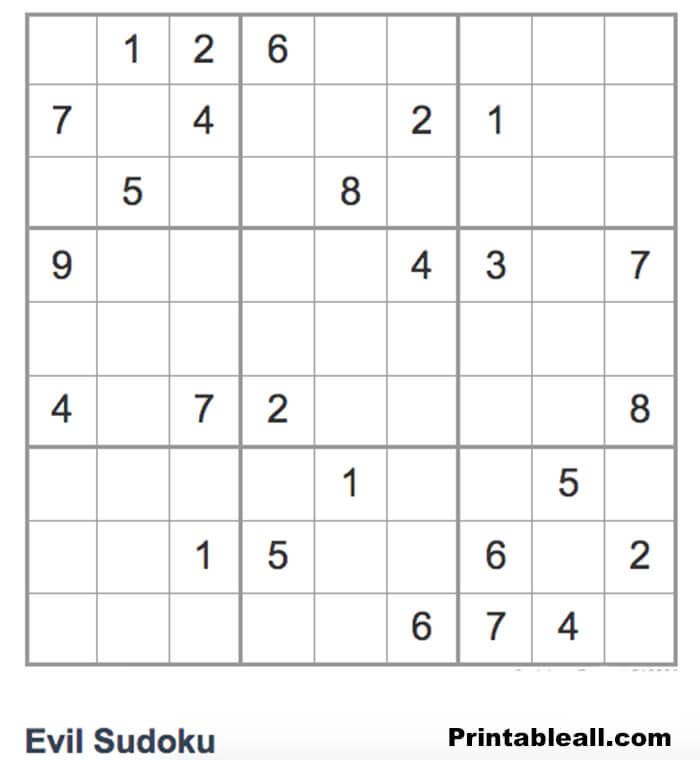 Printable Evil Sudoku 3