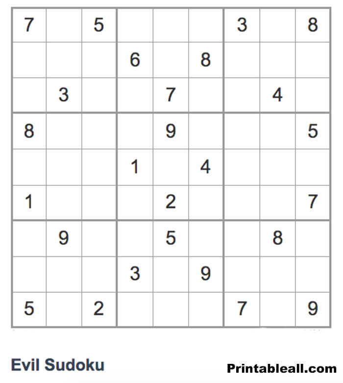 Printable Evil Sudoku 1 Free Download And Print For You 