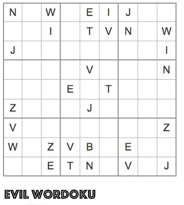 Printable Evil Wordoku – Sheet 4
