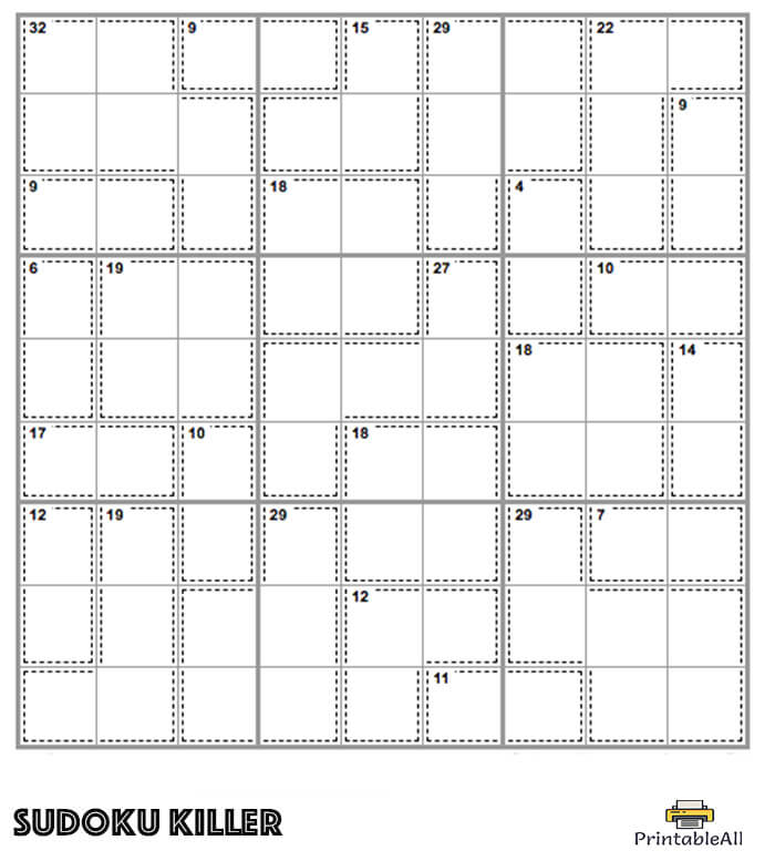 Printable Expert Sudoku Killer – Sheet 1