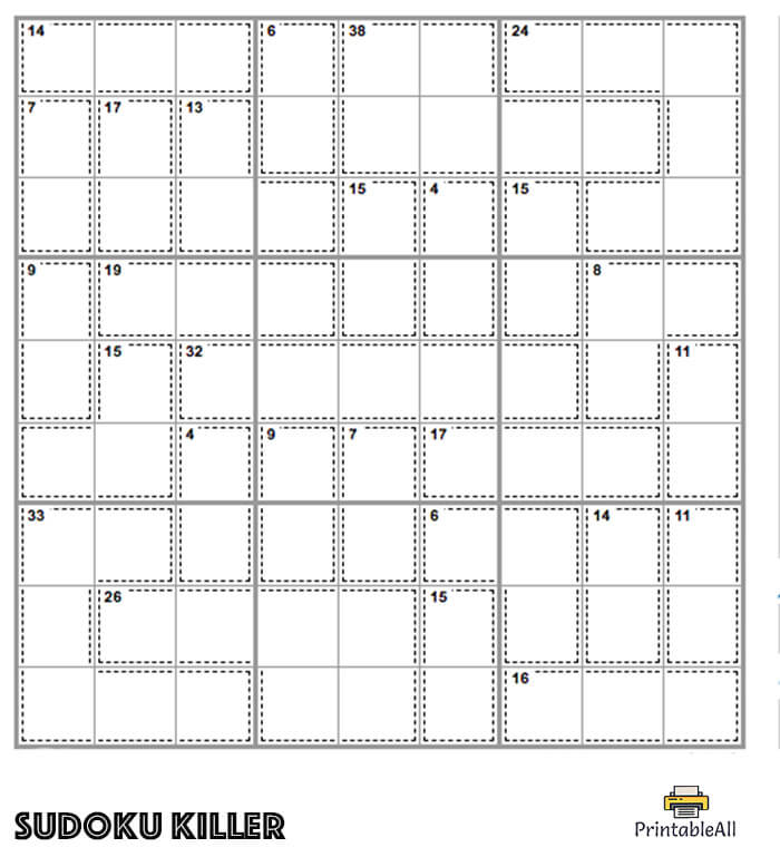 Printable Expert Sudoku Killer – Sheet 4