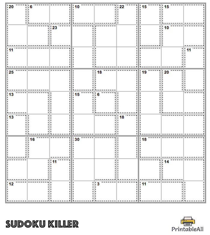 Printable Expert Sudoku Killer – Sheet 5