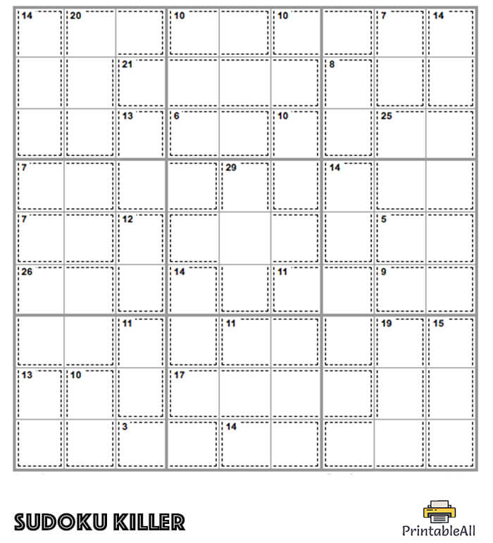 Printable Expert Sudoku Killer – Sheet 7