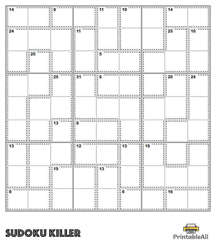 Printable Expert Sudoku Killer – Sheet 8