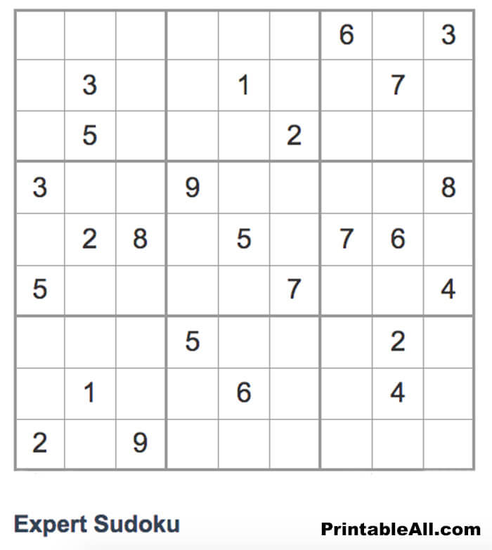 Printable Expert Sudoku – Sheet 10