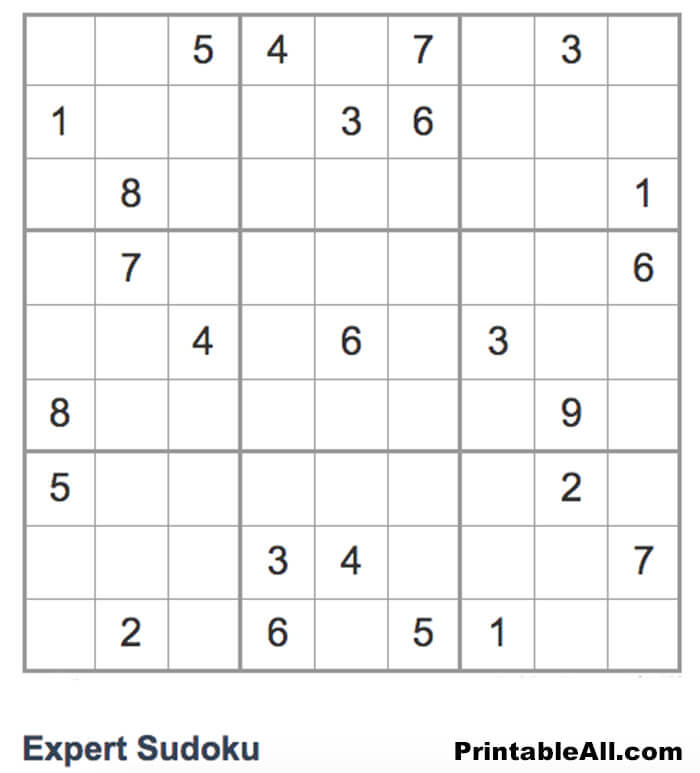 Printable Expert Sudoku - Sheet 11
