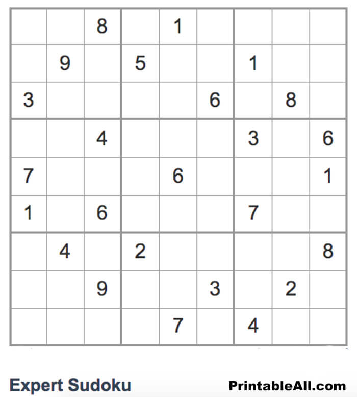 Printable Expert Sudoku - Sheet 4