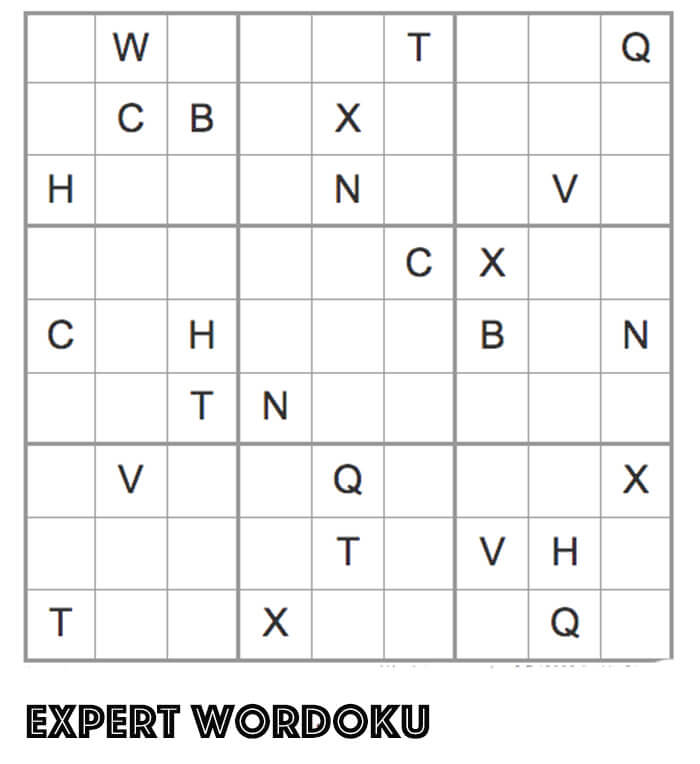 Printable Expert Wordoku – Sheet 2