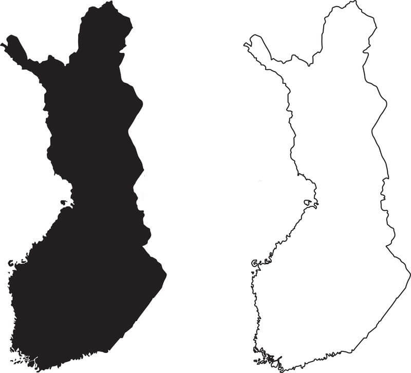 Printable Finland Map Black Silhouette