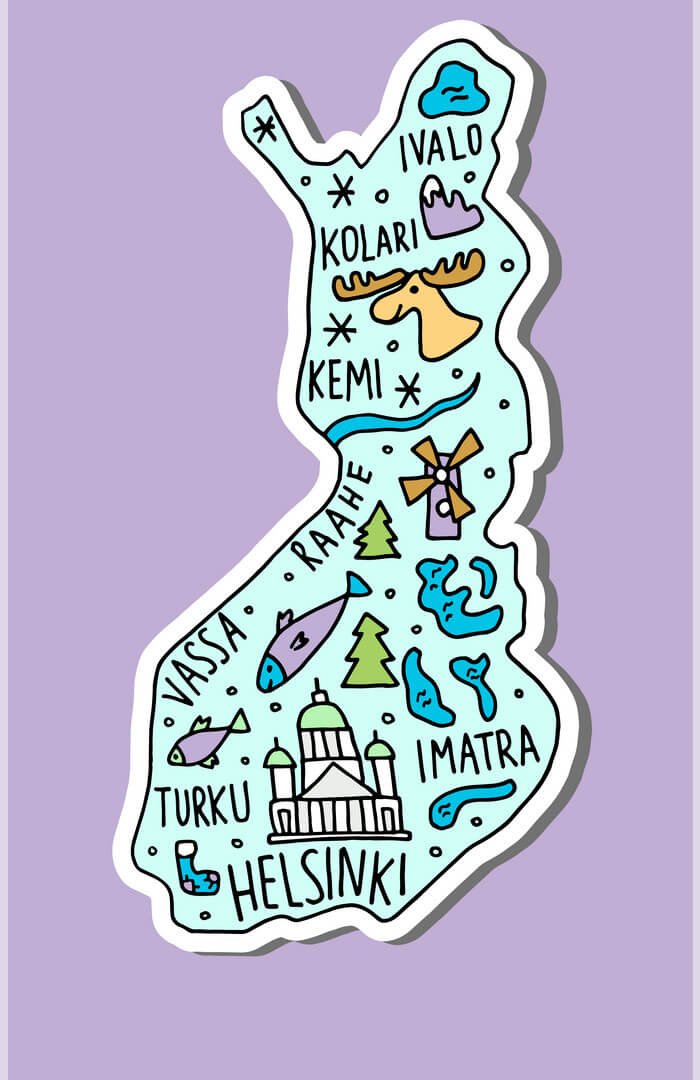 Printable Finland Map Colored Sticker