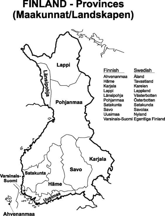 Printable Finland Map Of Provinces