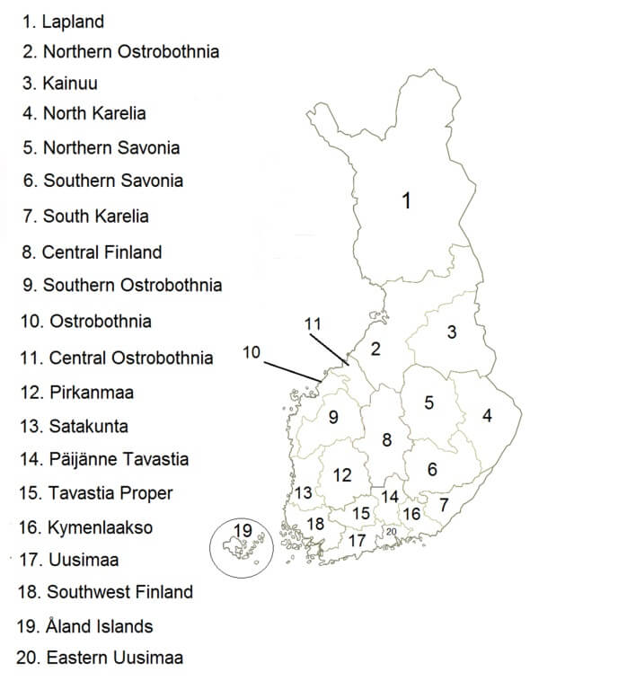 Printable Finland Map Regions