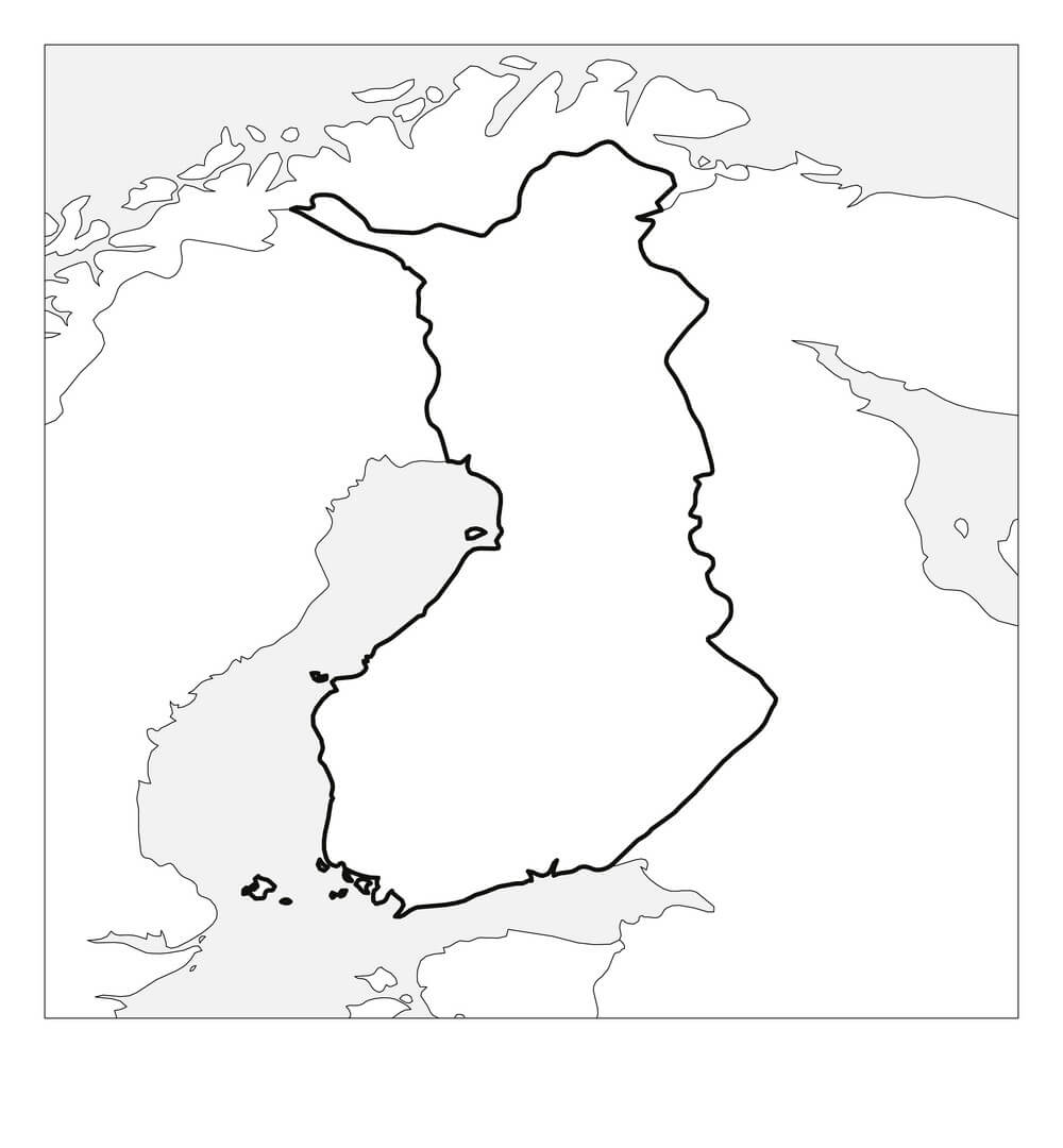 Printable Finland Map Thick Outline Highlighted