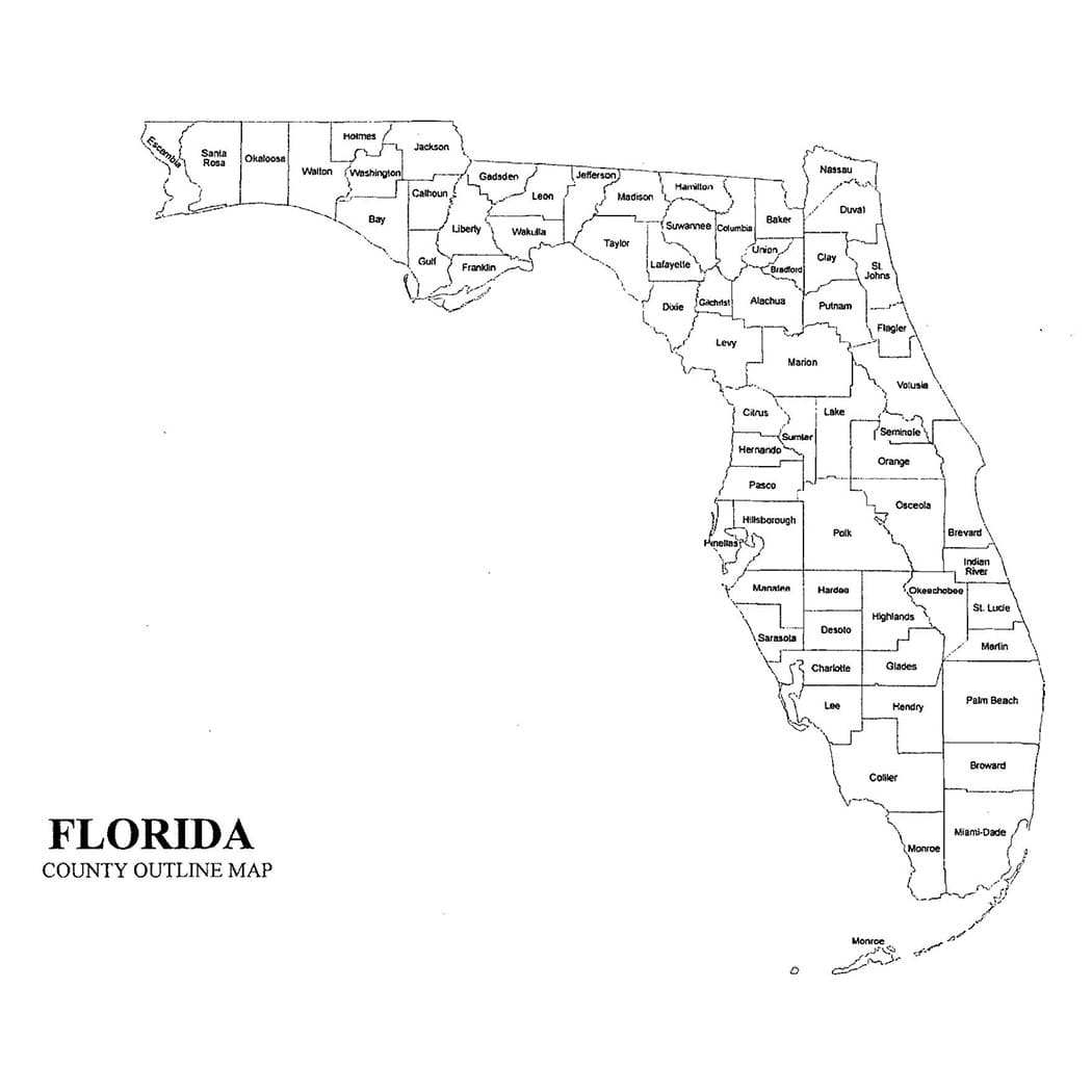 Printable Florida Counties Map