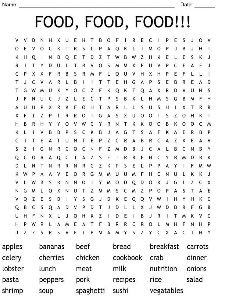 Printable Food Word Search - Sheet 4