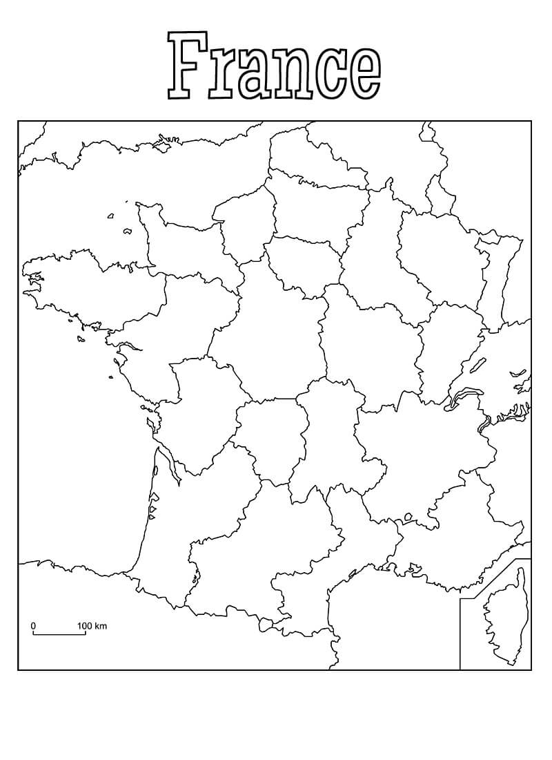 Printable France Map Blank Outline