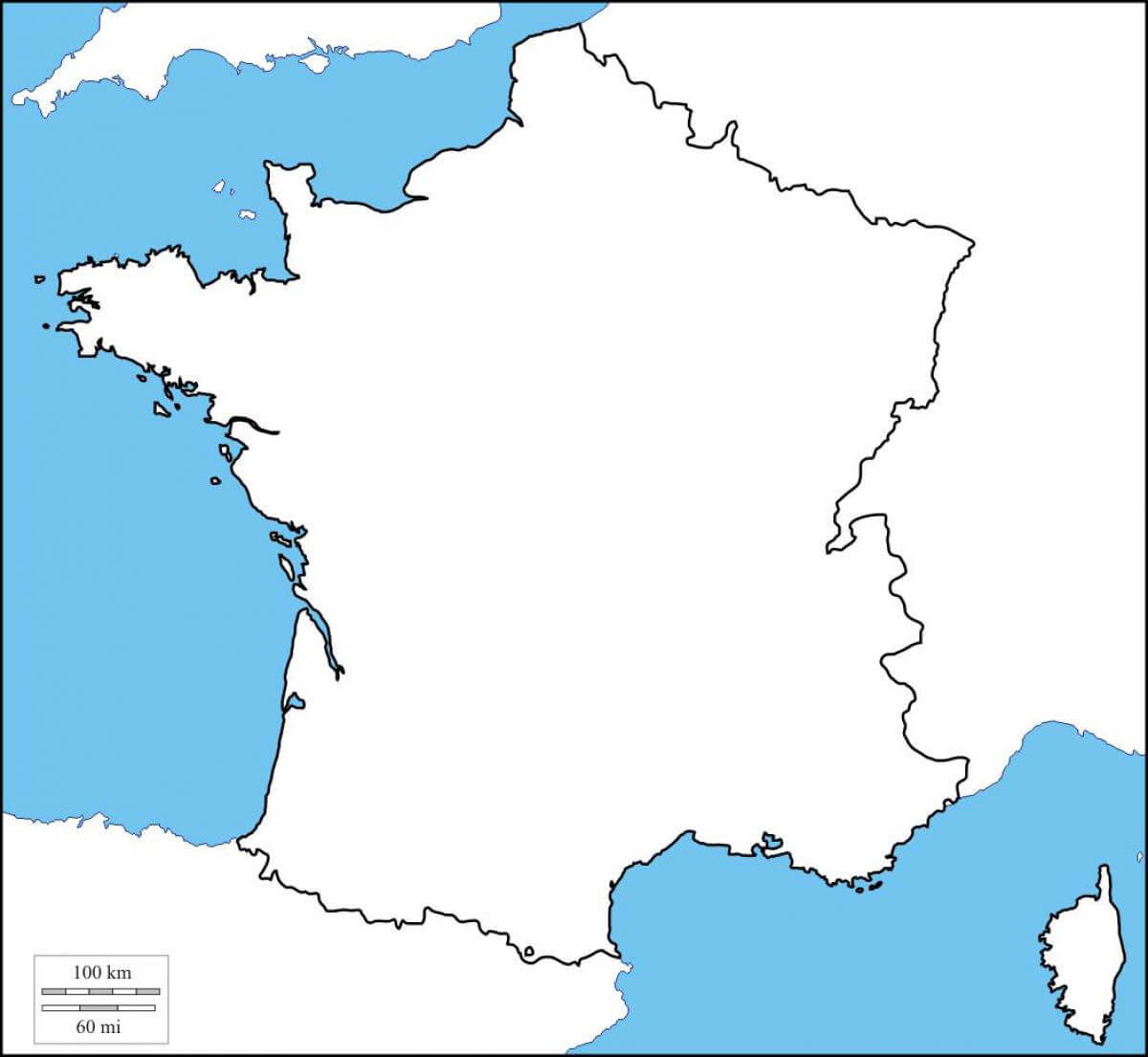 Printable France Map Blank