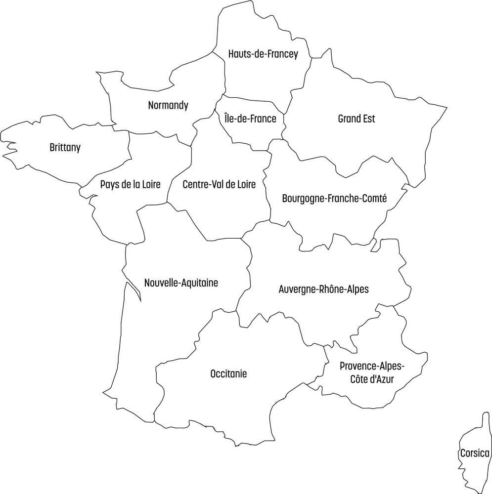 Printable France Map Language
