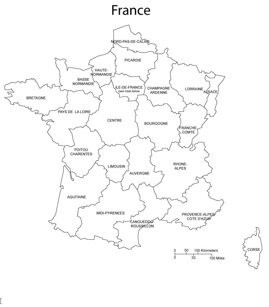 Printable France Map Outline 3