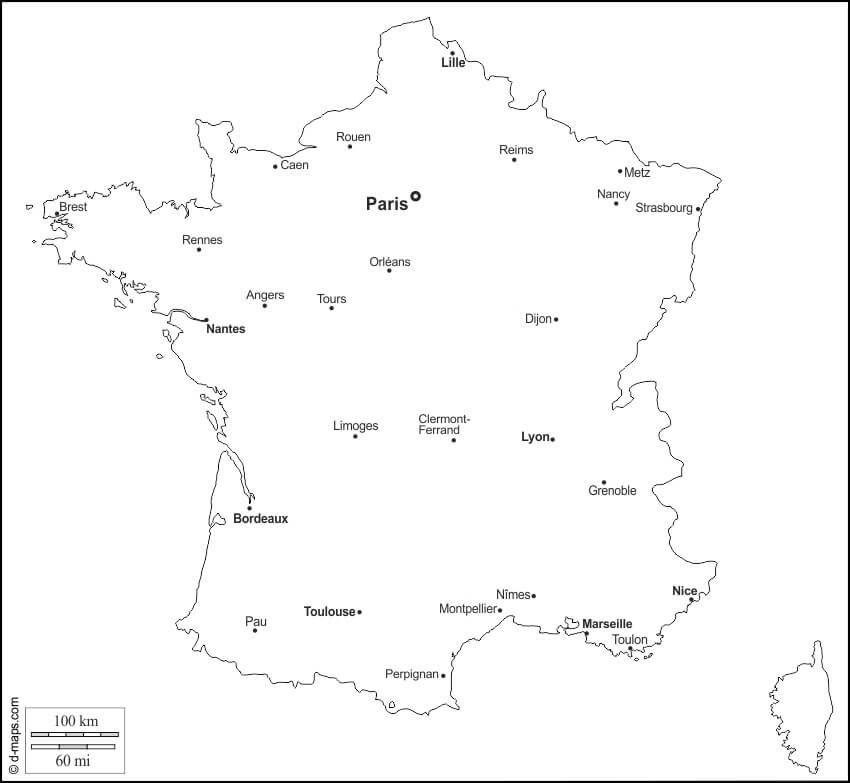 Printable France Map With Cities