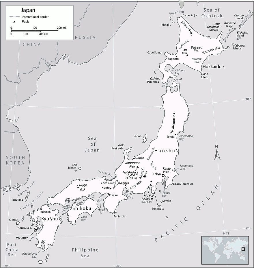 Printable Geographic Map Of Japan