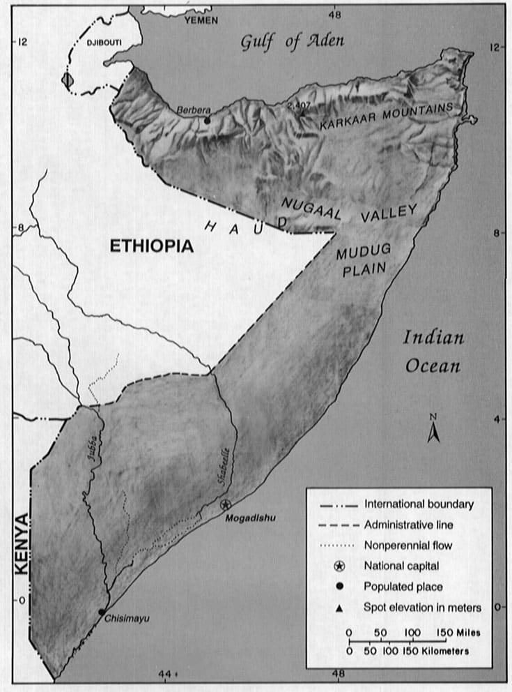 Printable Geography Map Of Somalia