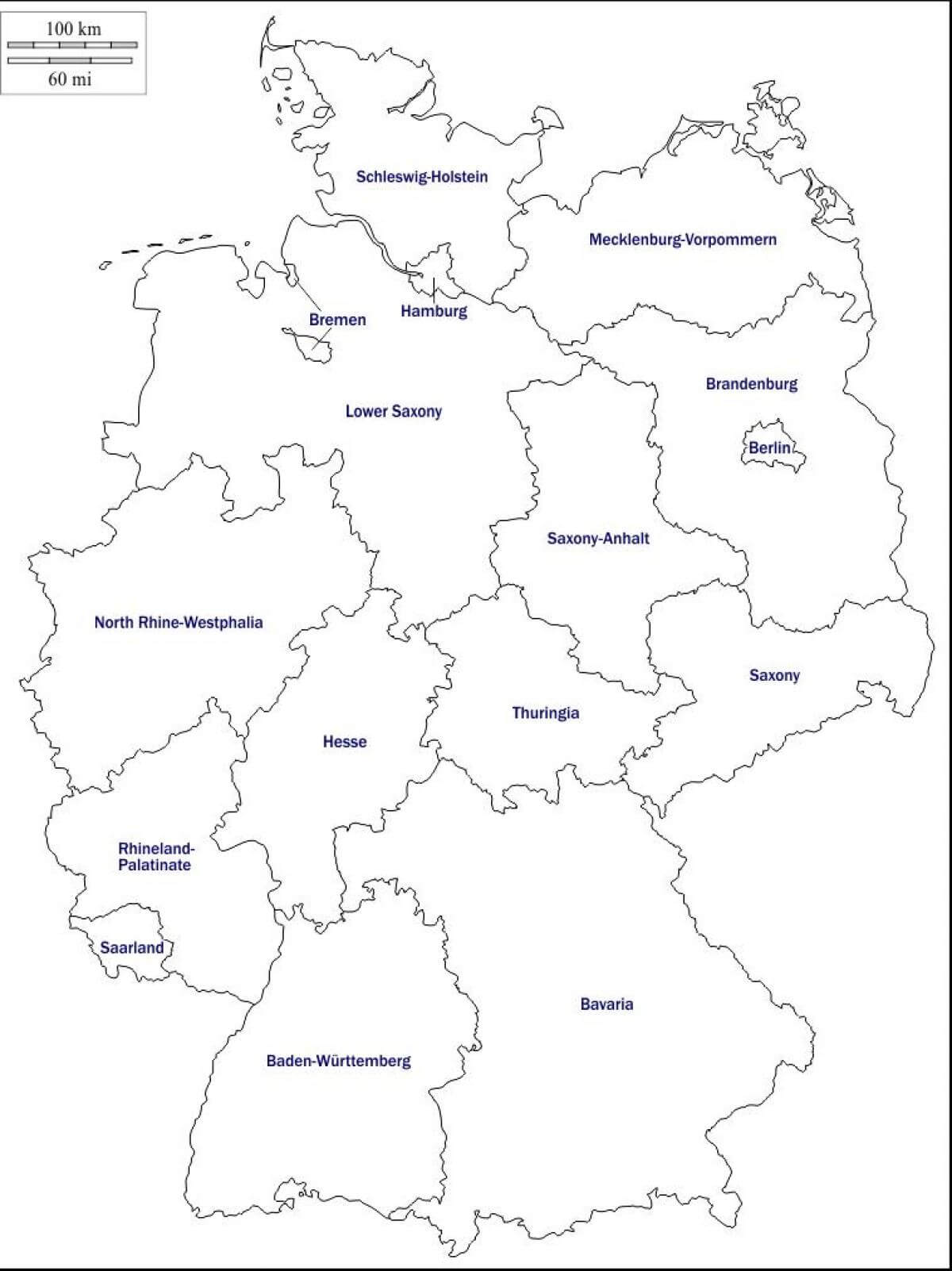 Printable Germany Map Dot 2