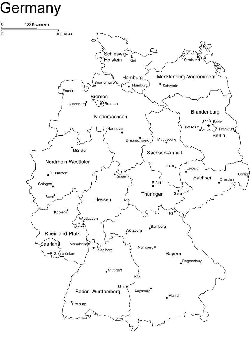 Printable Germany Map Plain