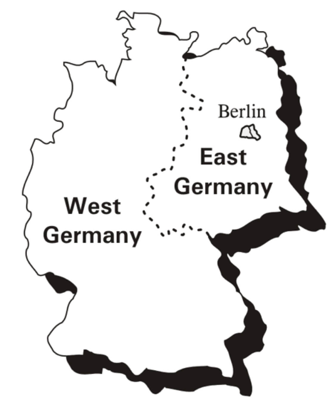 Printable Germany Map Split Into East And West