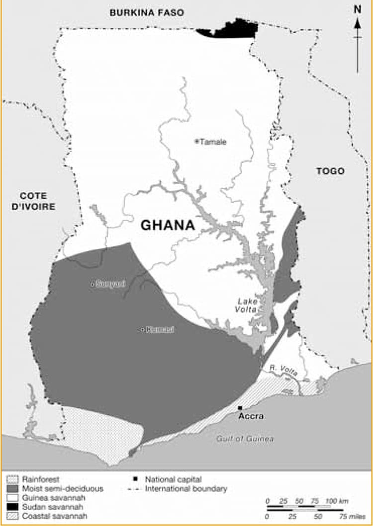 Printable Ghana Map Detailed