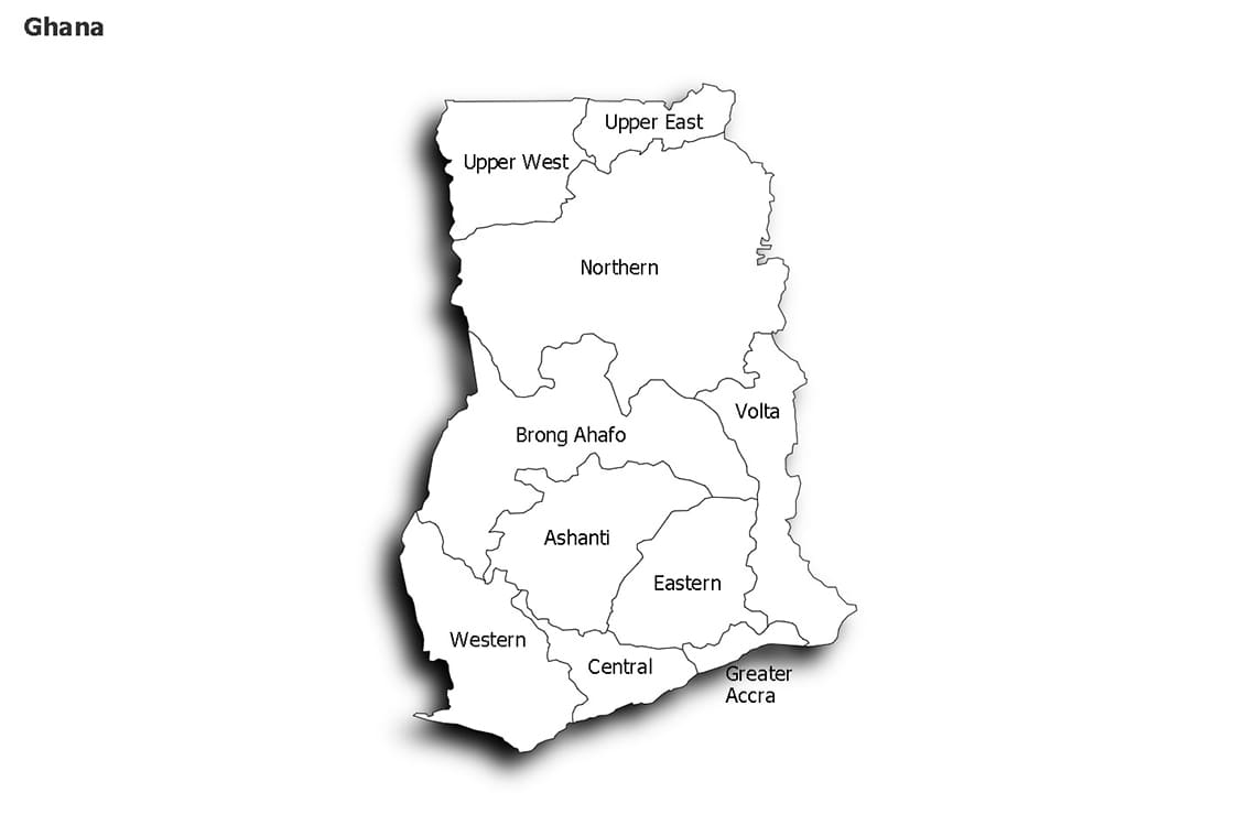 Printable Ghana Map Labeled