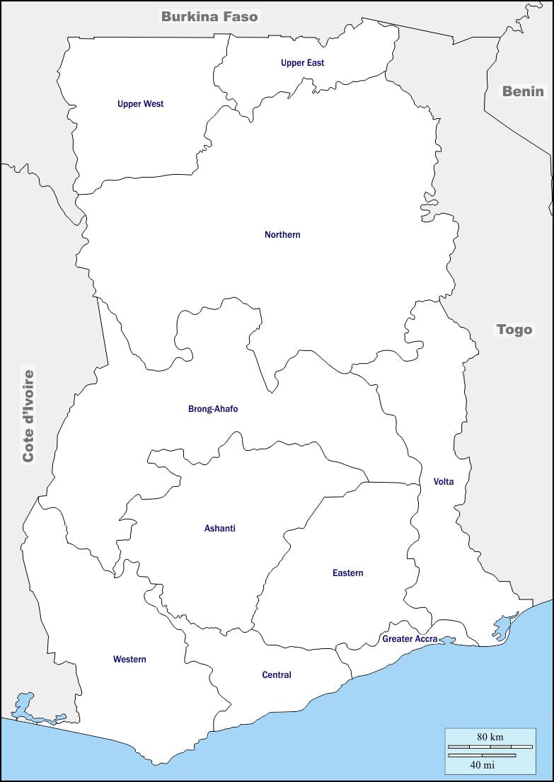 Printable Ghana Map Location
