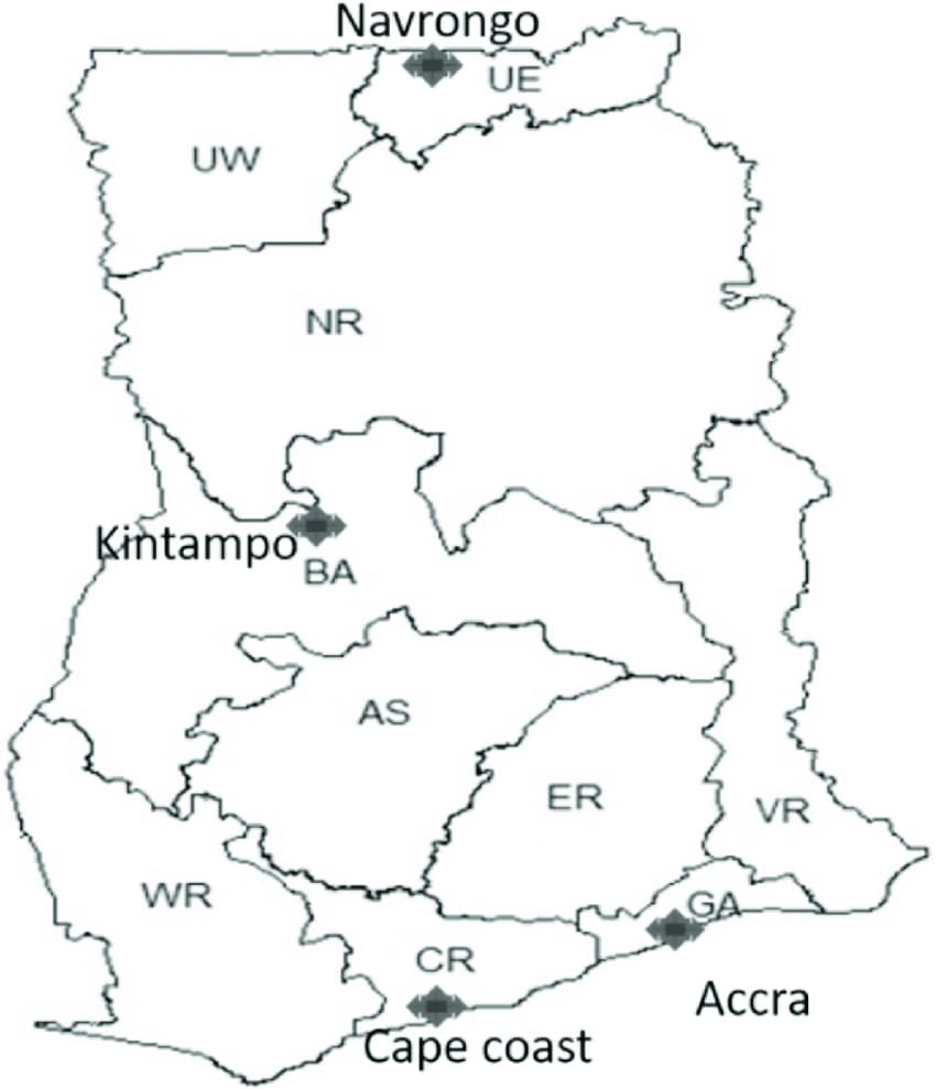 Printable Ghana Map Showing Regions