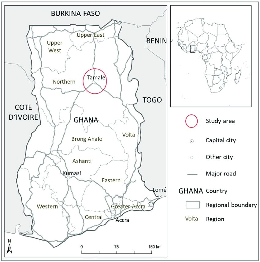 Printable Ghana Map With Regions