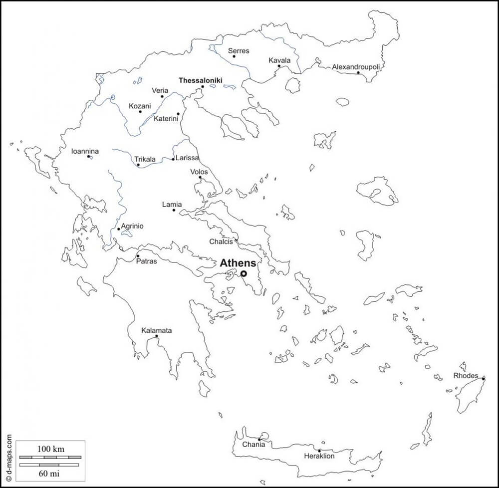 Printable Greece Map Black And White