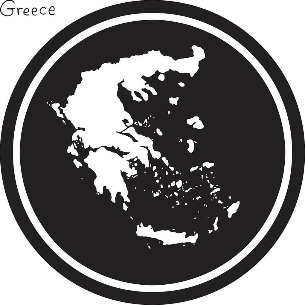 Printable Greece Map Black Circle