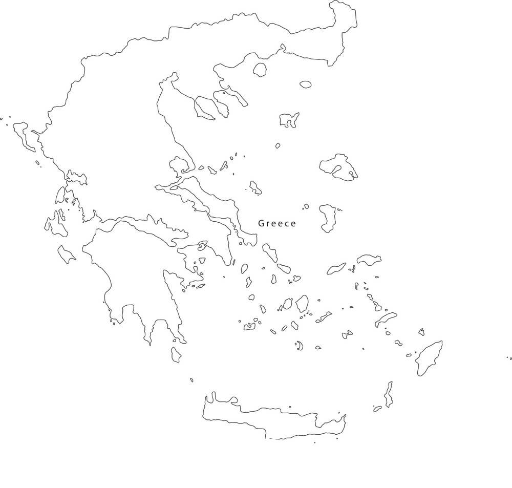 Printable Greece Map Black White Outline