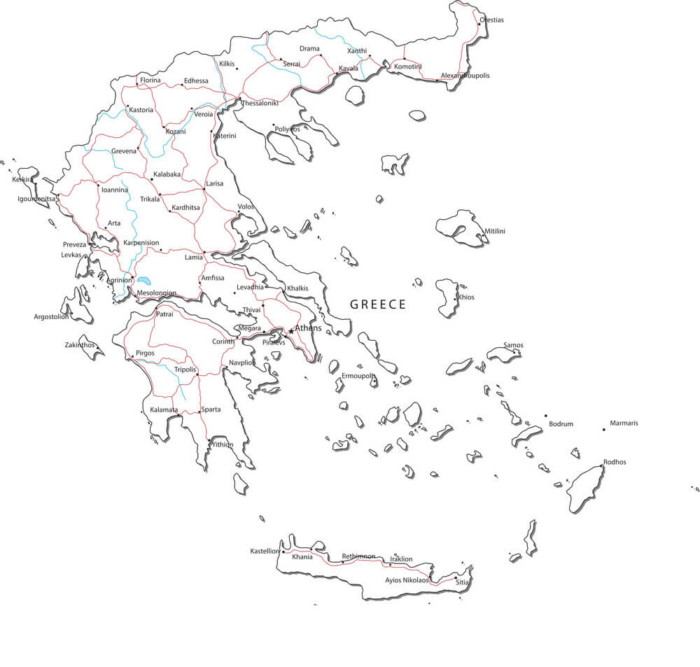 Printable Greece Map Black White
