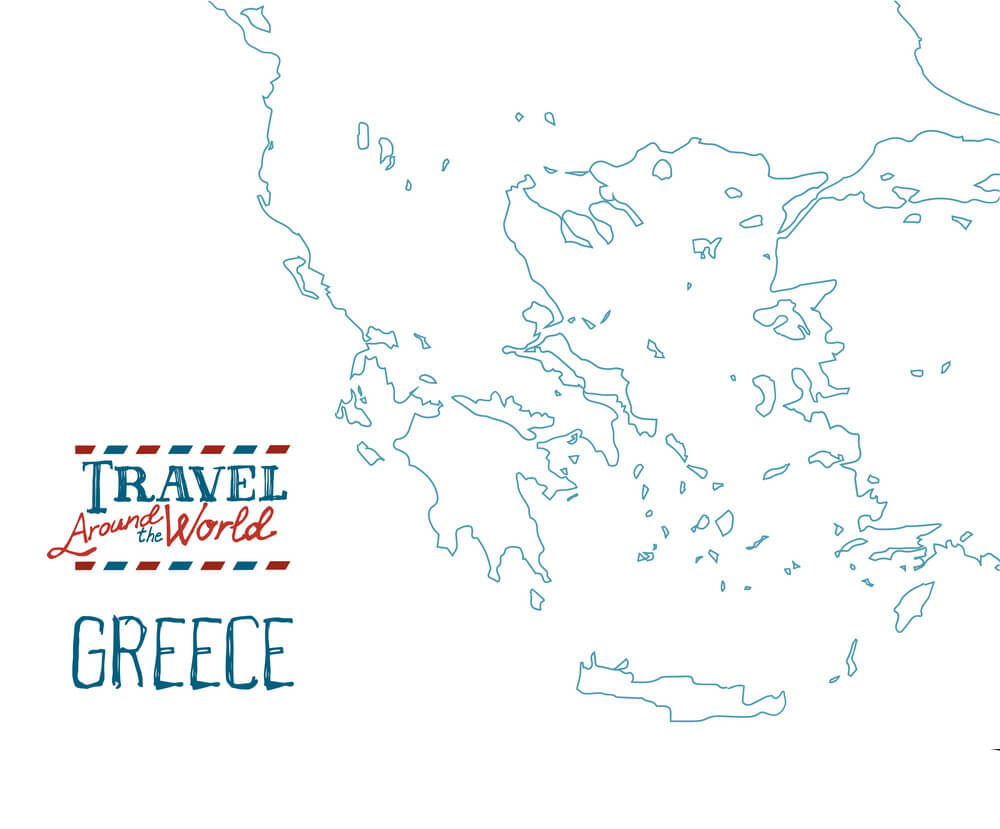 Printable Greece Map Drawn By Hand On White Background