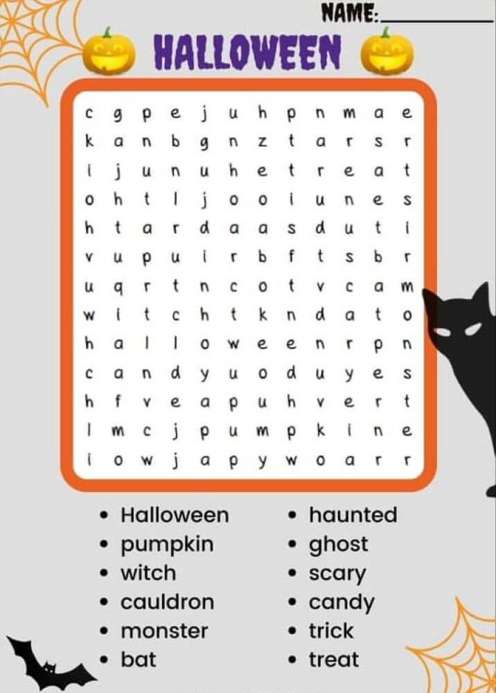 Printable Halloween Word Search – Sheet 1