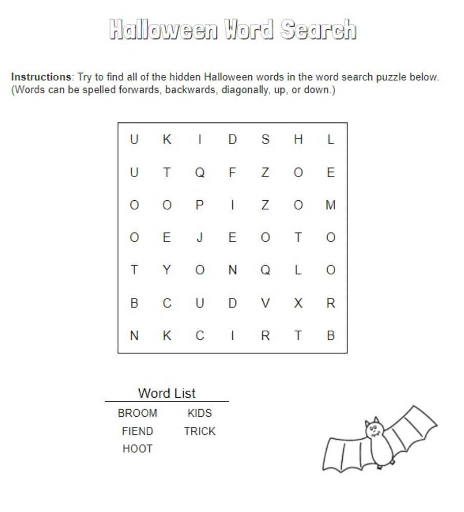 Printable Halloween Word Search - Sheet 15