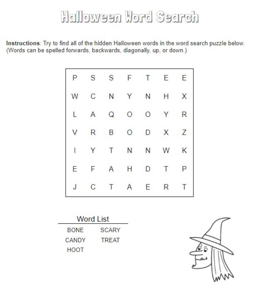 Printable Halloween Word Search – Sheet 17