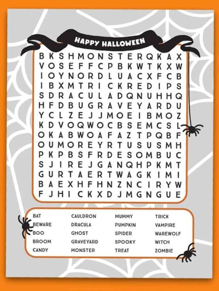 Printable Halloween Word Search – Sheet 19
