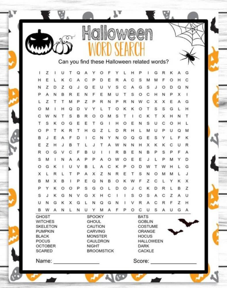 Printable Halloween Word Search - Sheet 20