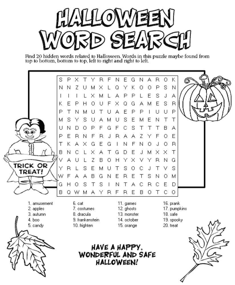 Printable Halloween Word Search – Sheet 21