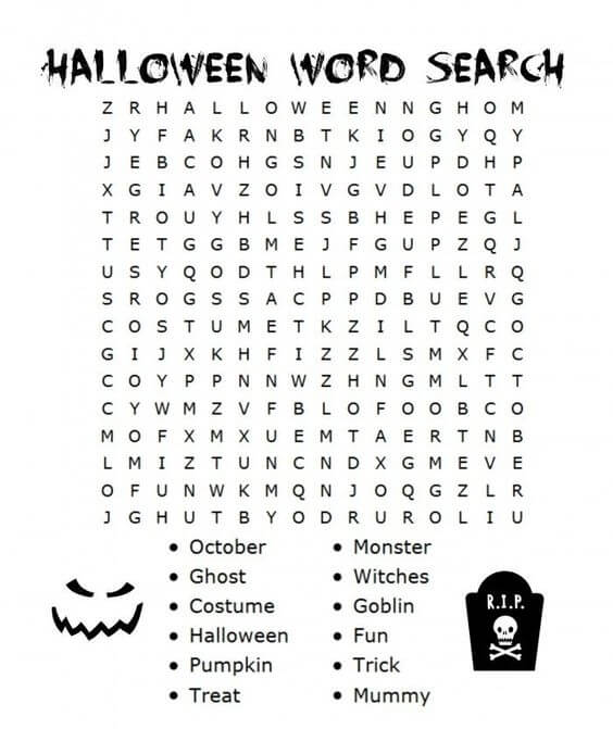 Printable Halloween Word Search – Sheet 26