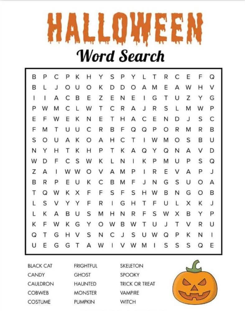 Printable Halloween Word Search – Sheet 27