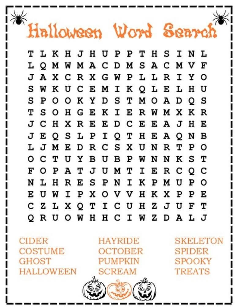 Printable Halloween Word Search – Sheet 28