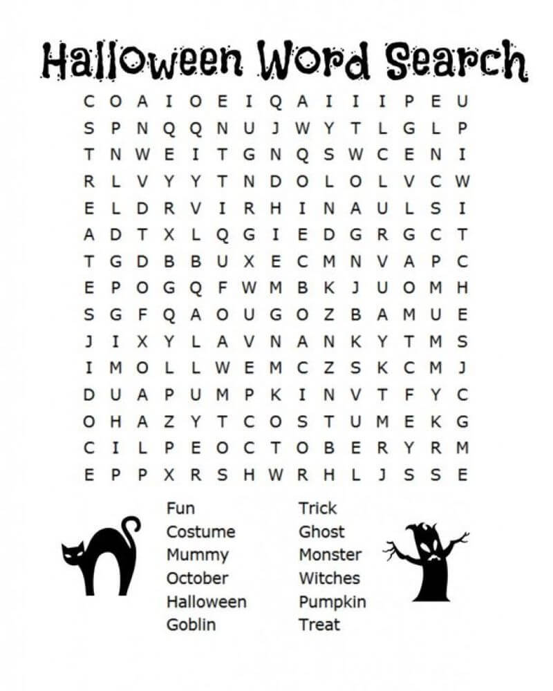Printable Halloween Word Search – Sheet 29